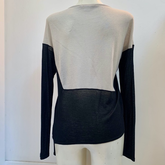 HELMUT LANG Sweater Viscose Cashmere Blend Asymmetrical Black Tan Cream Size S - Picture 3 of 9